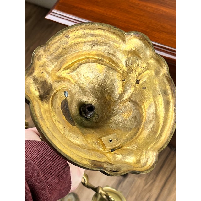 Brass Vintage Brass Louis XV Style Four Light Candelabra For Sale - Image 8 of 8