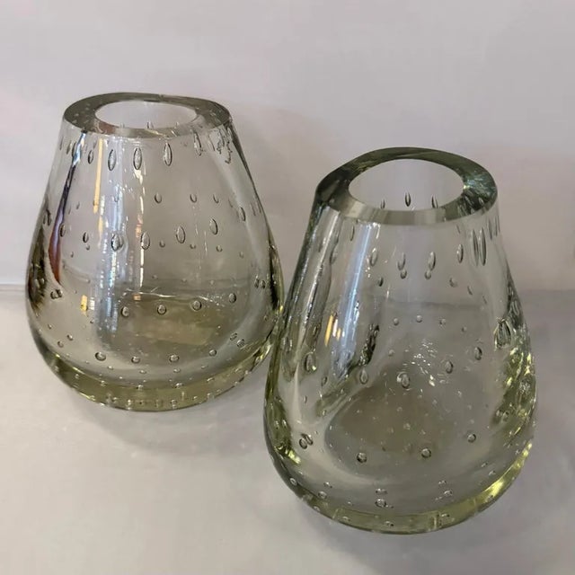 Mid-Century Modern Mid-Century Modern Bullicante Glass Bookend Vases by Carl Erikson - a Pair For Sale - Image 3 of 9