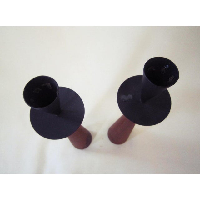 Mid-Century Modern Mid Century Danish Teak Candlesticks, Pair For Sale - Image 3 of 3