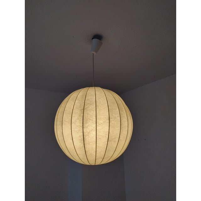 Beige Large Mid-Century Modern Cocoon Pendant Lamp, 1950 For Sale - Image 8 of 10