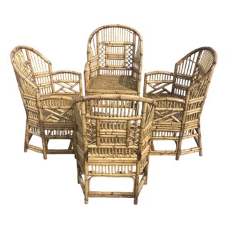 Vintage Rattan & Cane Brighton Pavilion Accent Chairs, Set of 4 For Sale