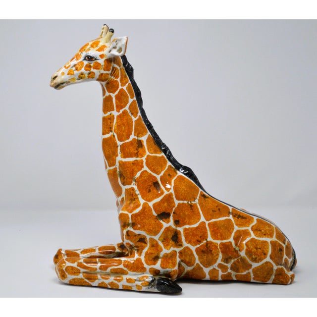 1970s Italian Terracotta Hand Painted Resting Giraffe Sculpture For Sale In Cincinnati - Image 6 of 12