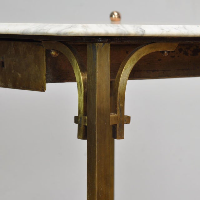 Small Brass Table with Marble Top, 1910s For Sale - Image 10 of 17