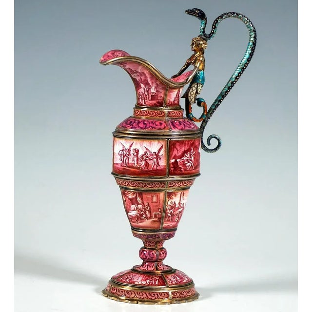 Viennese Silver Jug with Finest Enamel Painting by Hermann Boehm, 1870 For Sale - Image 4 of 10