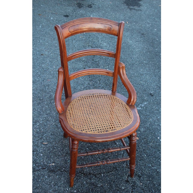 Early 20th Century Vintage French Country Brown Cane Side Chair For Sale - Image 4 of 7