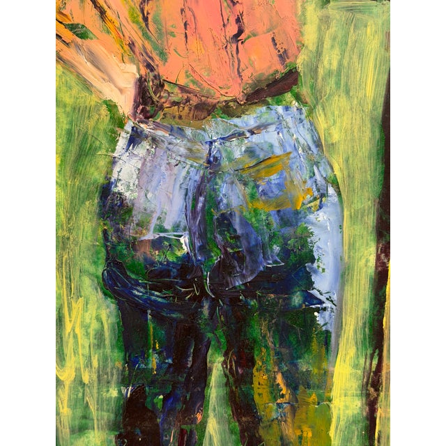 Green 1970s Artist at Her Easel Painting by Floss Romm Dworkin For Sale - Image 8 of 10