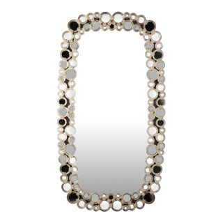 Modernist Hand-Blown Murano Glass Mirror W/ Gold Fleck Applique Border Detailing For Sale