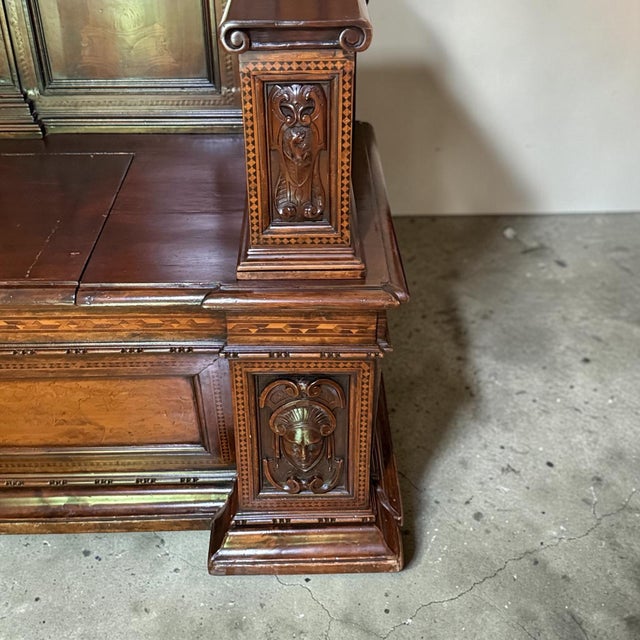 Antique Italian Renaissance Revival Walnut Wood Lettuccio Hall Bench For Sale - Image 13 of 13