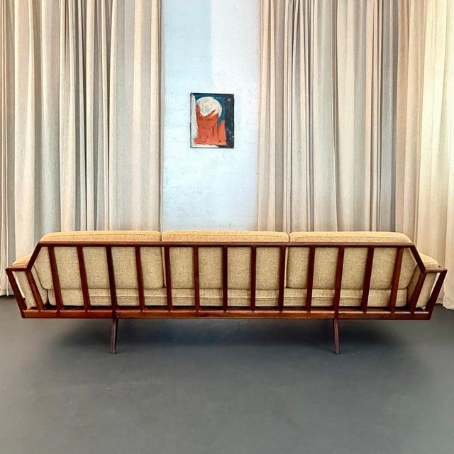 Wood Mid-Century Modern Walnut "Rail Back" Sofa by Mel Smilow for Smilow-Thiell For Sale - Image 7 of 16