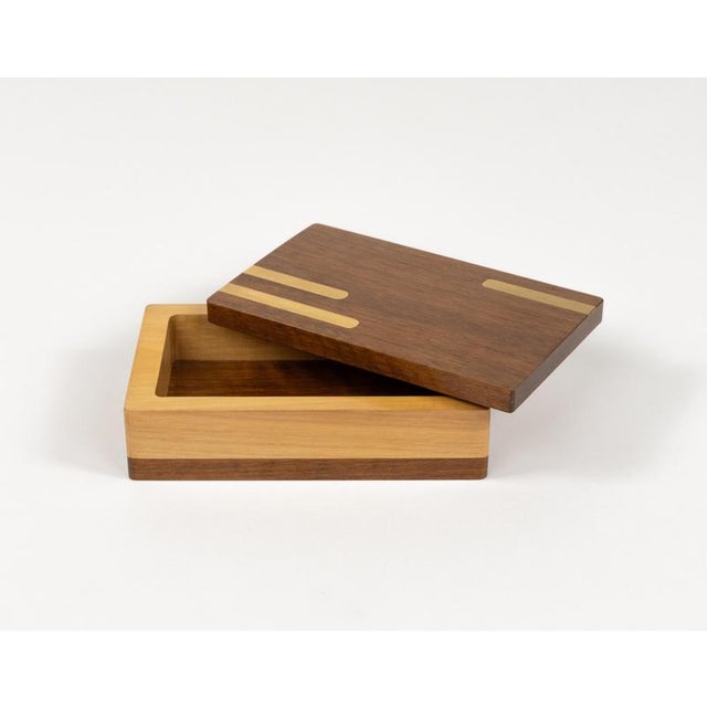 Midcentury Rectangular Decorative Box in Wood and Brass, 1970s For Sale - Image 13 of 17