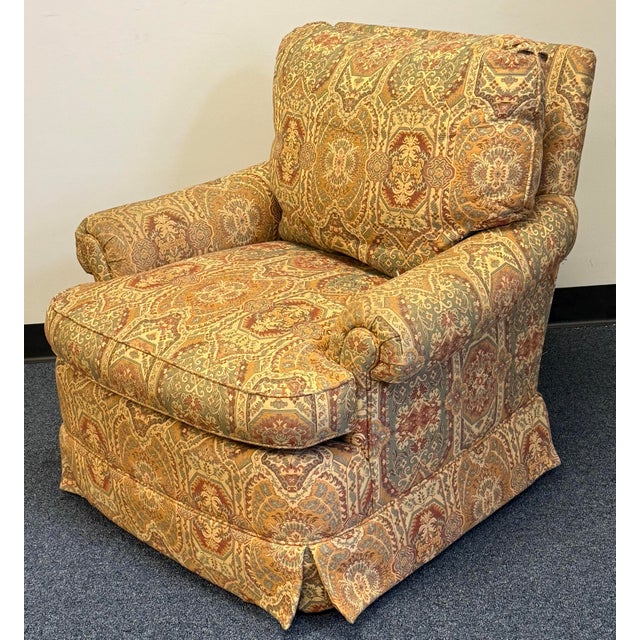Traditional Vintage Jessica Charles Upholstered Swivel Chairs - A Pair For Sale - Image 3 of 12