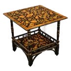 Vintage Painted Square Low Table with Shell Découpage For Sale