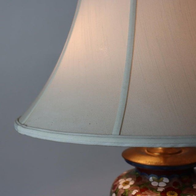 Antique Japanese Enameled Porcelain Lamp With Figures C1920 For Sale - Image 6 of 13