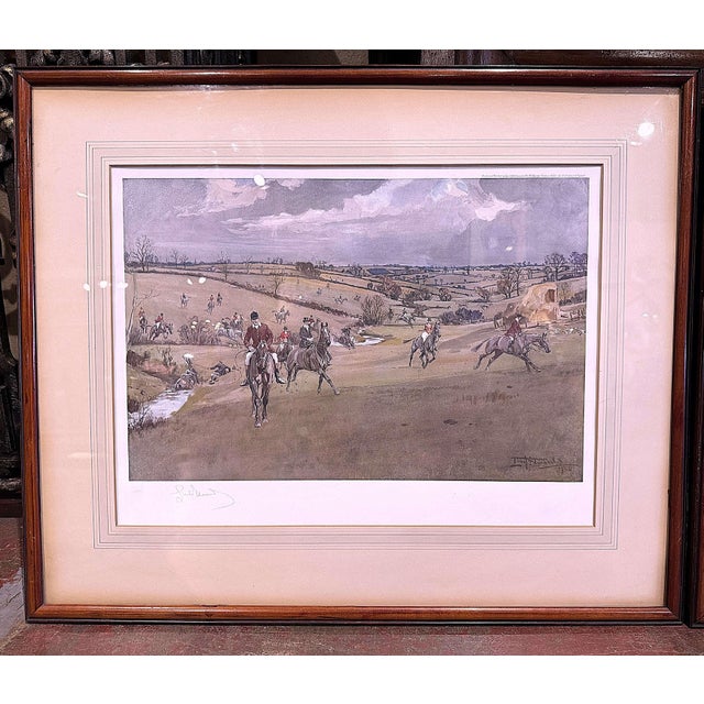English Pair Original Framed Equestrians Colored Prints Signed Lionel Edwards Dated 1926 For Sale - Image 3 of 11