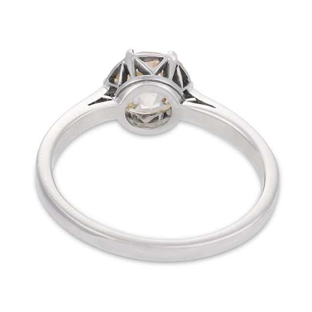 1930s Art Deco Gia 1.44 Carat Old Mine Cut Diamond 18k White Gold Engagement Ring, Size 7.5 For Sale In Los Angeles - Image 6 of 8