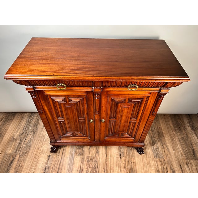 1920s Antique English Jacobean Revival Mahogany Buffet C. 1915–1925 For Sale - Image 5 of 10