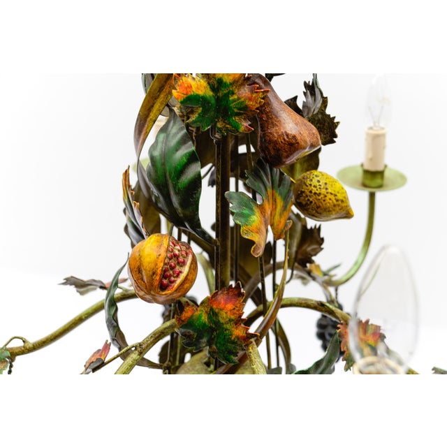 Forest Green Huge Floral 6-Light Fruit Strand Hanging Lamp by Hans Kögl, Germany, 1970s For Sale - Image 8 of 13