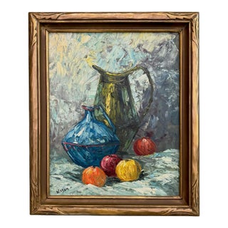 Mid-Century European Impasto Still Life on Canvas by Dutch Artist William Stam For Sale