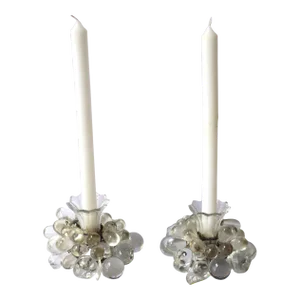 Art Deco Crystal Fruit and Leaf Candlestick Holders, Pair