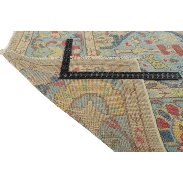 Sky Blue Vintage Colorful Oushak Rug - 09'02 X 12'00 For Sale - Image 8 of 9