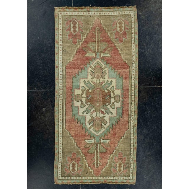Brown Turkish Mini Rug Oriental Hand Knotted Vintage Rug 1'5" x 3'1" #16684 For Sale - Image 8 of 8