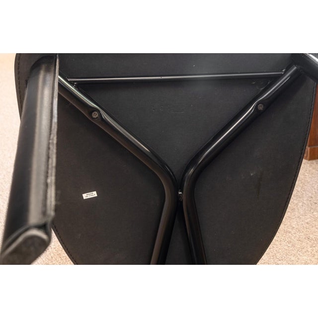 Black Vintage Set of 4 Pietro Costantini Tripod Black Italian Leather Dining Chairs For Sale - Image 8 of 11