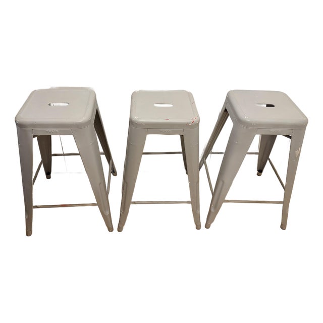 Tolix Marais H65 Steel Counter Stools by Xavier Pauchard, Set of 3 For Sale