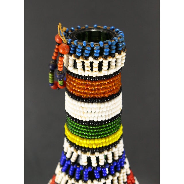 Mid 20th Century Beaded Glass Bottle With Maasai Geometric Patterns For Sale - Image 5 of 18