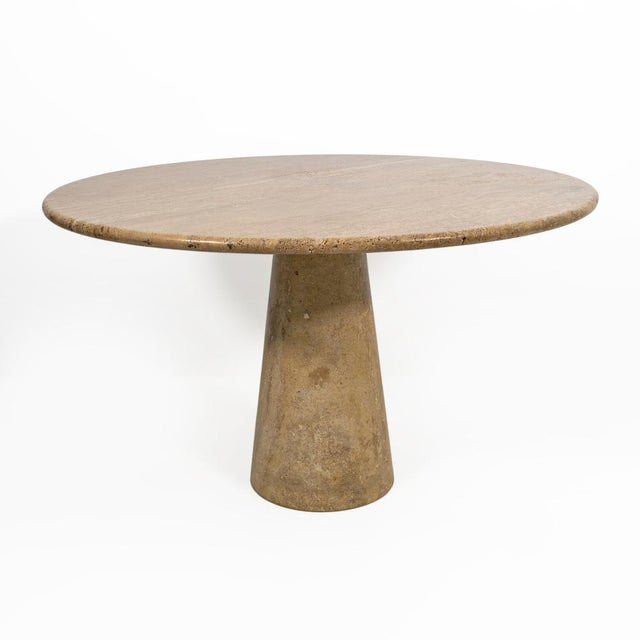 Stone Round Travertine Dining Table attributed to Angelo Mangiarotti, 1970 For Sale - Image 7 of 7