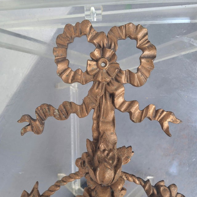 19thc XL French Louis XVI Bronze 2 Light Floral Basket Wall Sconce For Sale - Image 11 of 18