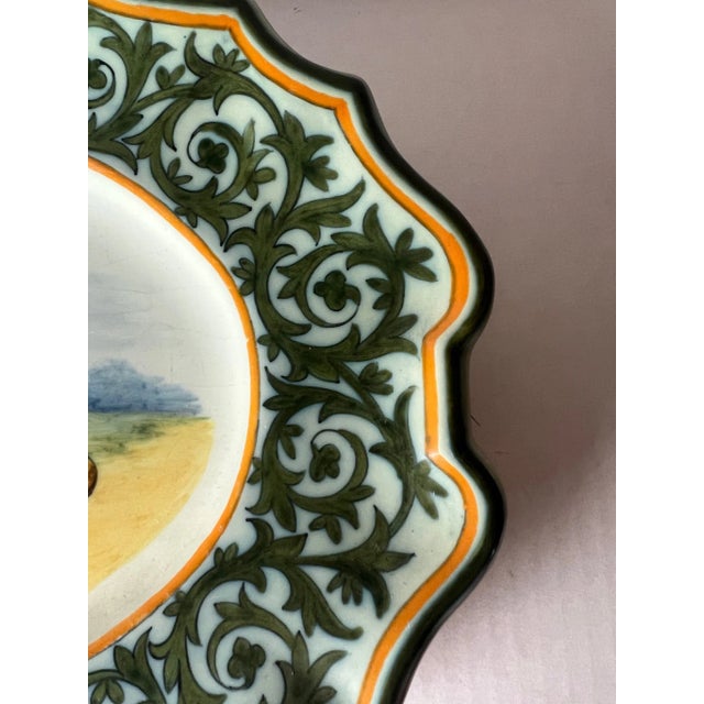 Early 20th Century Stunning Antique Quimper French Faience Inkwell Tray For Sale - Image 5 of 11
