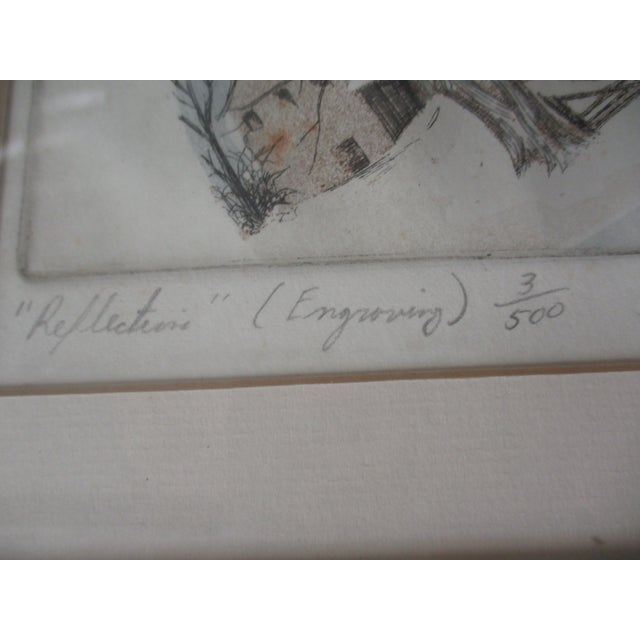 1950s Vintage Christmas "Reflections" Artist Pencil Signed Limited Edition Engraving 3 / 500 For Sale - Image 5 of 11