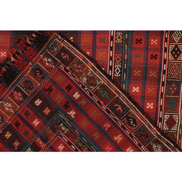 Late 19th Century Antique Verneh Kilim Rug in Red, Black & Blue Geometric Pattern For Sale - Image 5 of 6