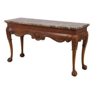 Century Chippendale Style Marble Top Console Table For Sale