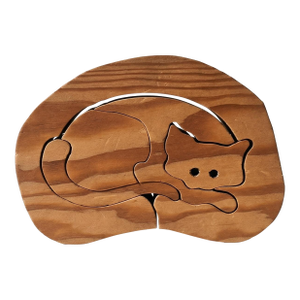 Vintage Wood Cat Toy Puzzle