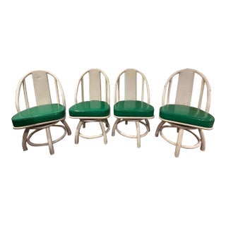 1980s Vintage Painted Bent Wood Swivel Chairs - Set of 4 For Sale