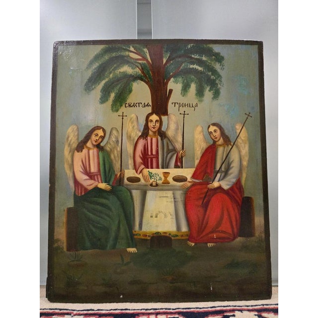 19th Century Orthodox Icon The Testament Trinity, 1860 For Sale - Image 3 of 14
