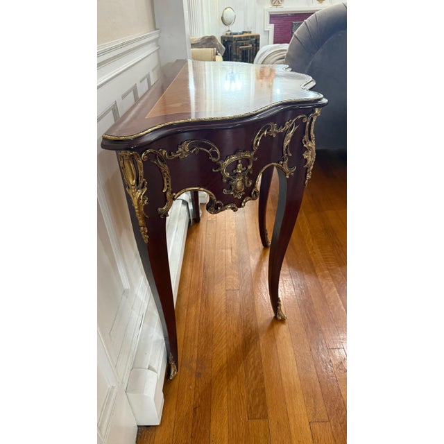 Mid 20th Century Mid 20th Century Louis XV Style Ormolu-Mounted Demilune Console Table For Sale - Image 5 of 16