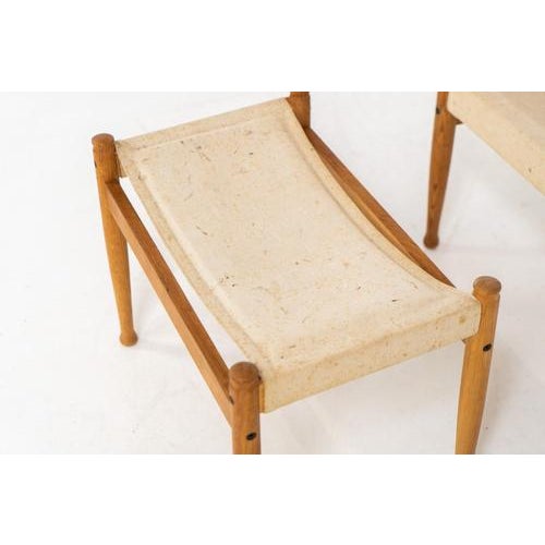 Brown Set of Oak Safari Chair & Ottoman by Niels Eilersen for Erik Wørts For Sale - Image 8 of 15