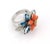 Metal Diamond Coral & Topaz Movable Floral 18k White Gold Ring, Size 6 For Sale - Image 7 of 7