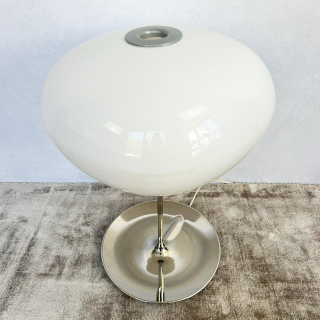 Energi Skål table lamp designed by Carl Öjerstam and Magnus Elebäck for IKEA, featuring large opaline acrylic dome shade...