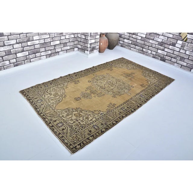 Tan Vintage Oushak Neautral Turkish Carpet For Sale - Image 8 of 10