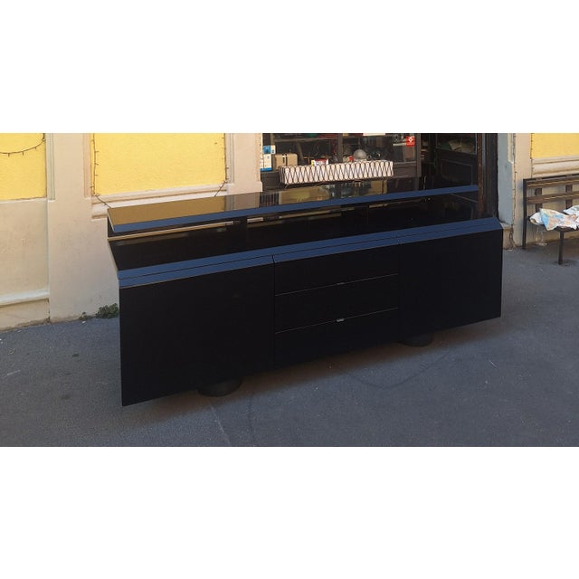Vintage Sideboard in Black Lacquered Wood by Giovanni Offredi for Saporiti, 1970s For Sale - Image 16 of 16