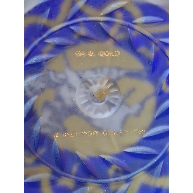 Vintage A. Barton Creation 24k Gold & Cobalt Blue Glass Seder Plate - 13.25" For Sale - Image 14 of 16