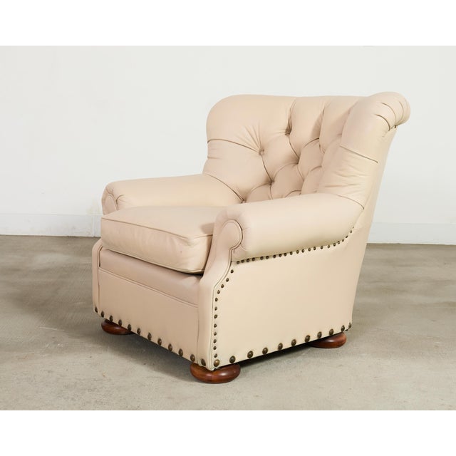 Pair of Ralph Lauren Style Leather Writer's Chairs + Ottomans For Sale - Image 9 of 18