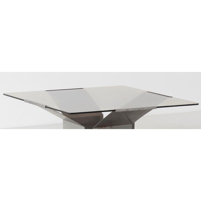 Vintage Italian Table in Crystal and Steel, 1970s For Sale - Image 4 of 5