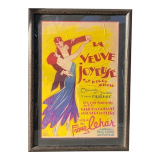 Vintage Art Deco La Veuve Joyeuse Movie Poster For Sale