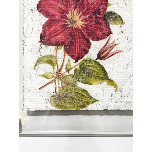 Crimson Clematis — Hand Textured Red Flower Art For Sale - Image 6 of 7