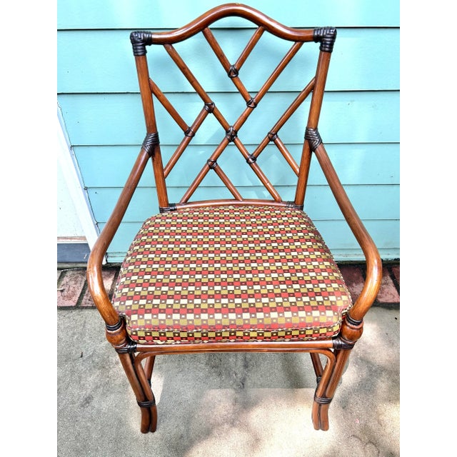Pair of 1980s Chinese Chippendale Faux Bamboo Armchairs With Cane Seats For Sale - Image 9 of 14