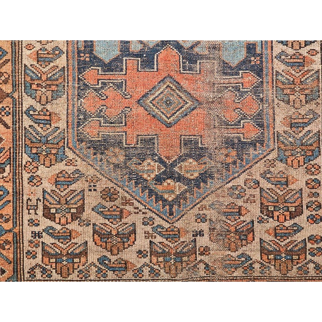 Antique Malayer Area Rug, Hand-Knotted Wool, Geometric Pattern, 4x6, Ivory & Navy For Sale In Chicago - Image 6 of 18